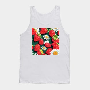 Vintage Floral Cottagecore Romantic Strawberry Daisy Flower Design Tank Top